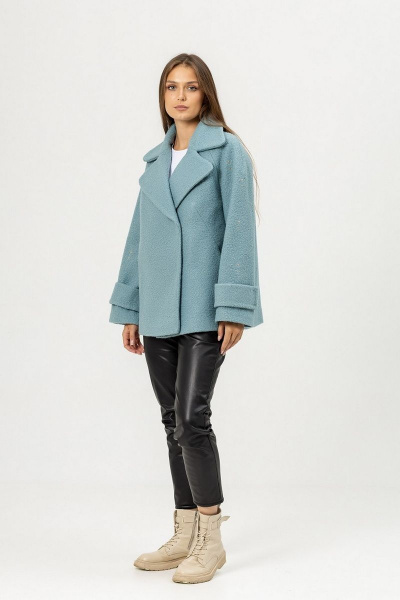 Демисезонное голубое полупальто из пальтовой ткани Atelero 1041 серо-голубой - фото 3