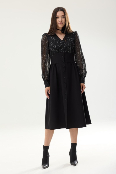 Платье в классическом стиле с принтом горох и сборкой Ларс Стиль 825 - фото 2