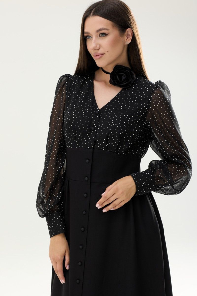 Платье в классическом стиле с принтом горох и сборкой Ларс Стиль 825 - фото 3