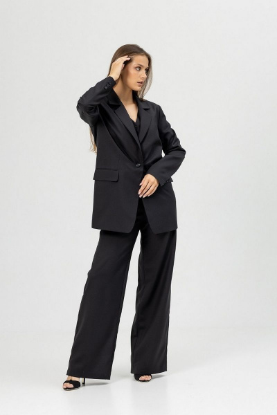 Деловой костюм из шерсти с прямым жакетом Atelero 1062Ш черный - фото 1