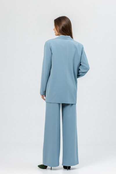 Голубой костюм из текстиля с палаццо-брюками Atelero 1062 серо-голубой - фото 2