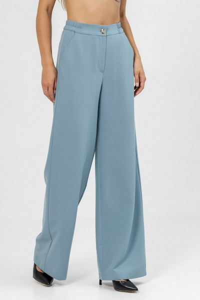Голубой костюм из текстиля с палаццо-брюками Atelero 1062 серо-голубой - фото 6