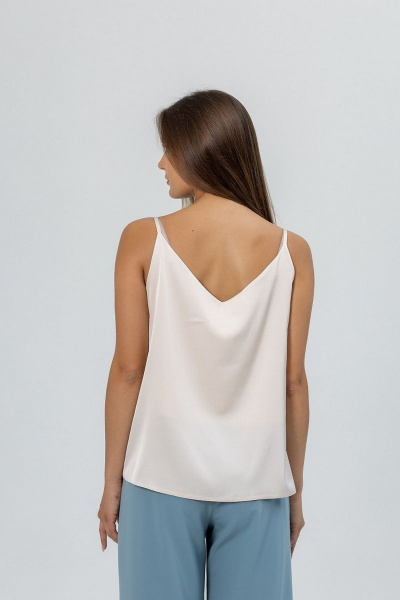 Базовый шелковый топ с глубоким вырезом Atelero 1080Ш бежевый - фото 2