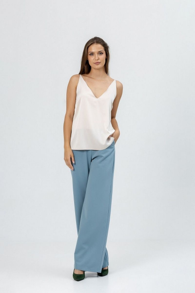 Базовый шелковый топ с глубоким вырезом Atelero 1080Ш бежевый - фото 4