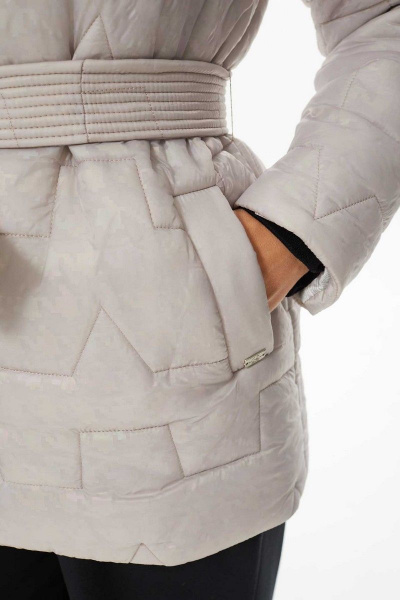 Утепленная демисезонная куртка из плащевой ткани Mislana 733 серо-розовый - фото 10