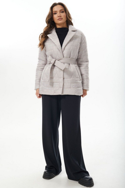 Утепленная демисезонная куртка из плащевой ткани Mislana 733 серо-розовый - фото 4