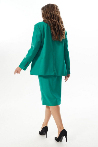 Жакет и юбка из текстиля с рельефами и карманами Mislana С989 зеленый - фото 6