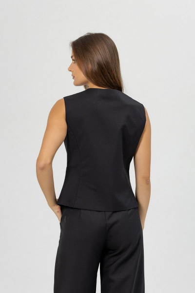 Деловой костюм жакет, жилет и брюки палаццо Atelero 1081Ш черный - фото 3