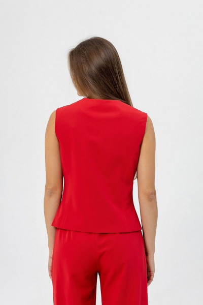 Красный костюм из текстиля с жилетом и брюками Atelero 1081 красный - фото 5