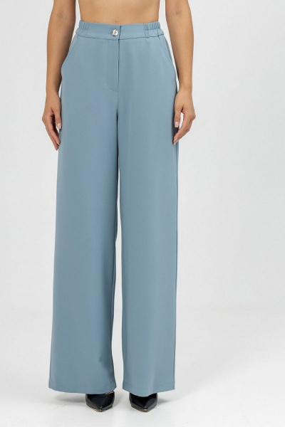 Голубой костюм из текстиля с жилетом и брюками Atelero 1081 серо-голубой - фото 4