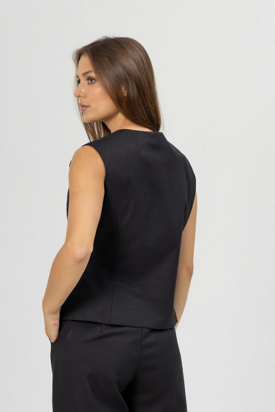 Черный костюм из текстиля с жакетом, брюками и жилетом Atelero 1082Ш черный - фото 5