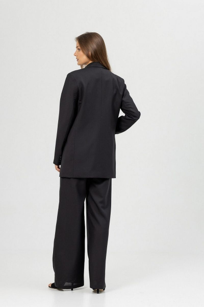 Черный костюм из текстиля с жакетом, брюками и жилетом Atelero 1082Ш черный - фото 2
