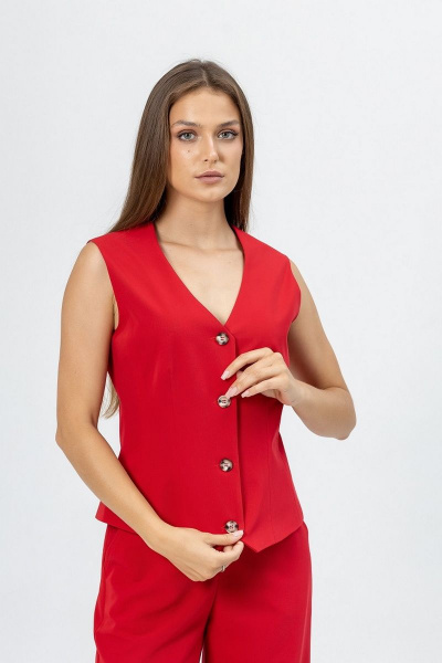 Красный классический костюм из текстиля с жилетом Atelero 1082 красный - фото 7