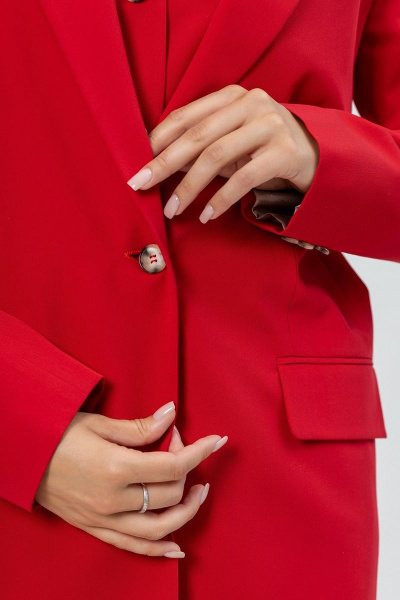 Красный классический костюм из текстиля с жилетом Atelero 1082 красный - фото 5
