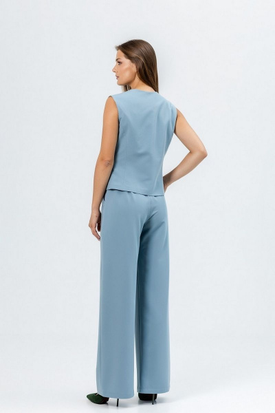 Красный деловой костюм из текстиля с жилетом Atelero 1082 серо-голубой - фото 5