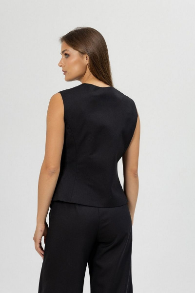 Черный жилет на пуговицах с рельефами Atelero 1083Ш черный - фото 2