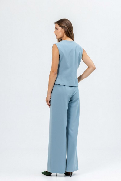 Голубой жилет и брюки палаццо для делового стиля Atelero 1083 серо-голубой - фото 3