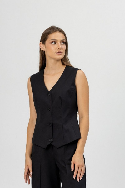 Черный костюм с жилетом и брюками из текстиля Atelero 1084 черный - фото 7