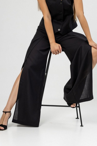 Черные брюки палаццо с высоким поясом Atelero 1085 черный - фото 4