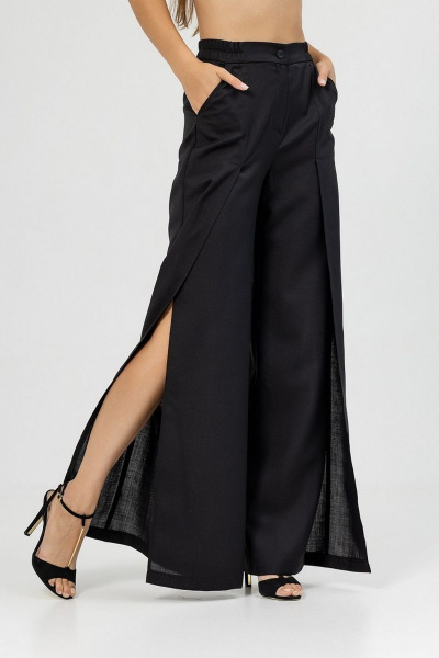 Черные брюки палаццо с высоким поясом Atelero 1085 черный - фото 2