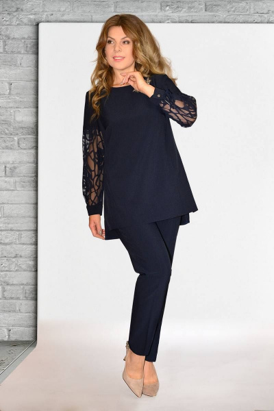 Блуза с ажурным отделкой и разрезами по бокам из текстиля Needle 384/4-1 - фото 1