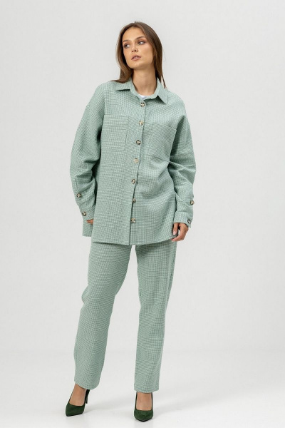 Рубашка из льна с карманами и длинным рукавом Atelero 1091 бирюзовый - фото 1