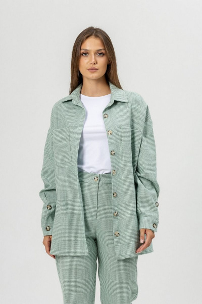 Рубашка из льна с карманами и длинным рукавом Atelero 1091 бирюзовый - фото 2