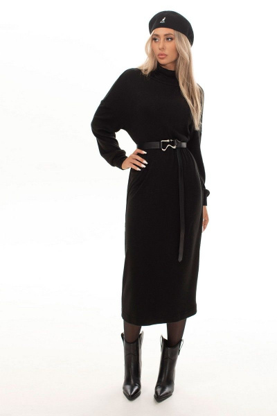 Платье свободного кроя из вискозы и трикотажа Golden Valley 4939 черный - фото 1