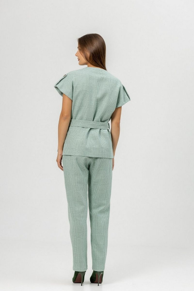 Жилет из костюмного льна с поясом Atelero 1093 бирюзовый - фото 2