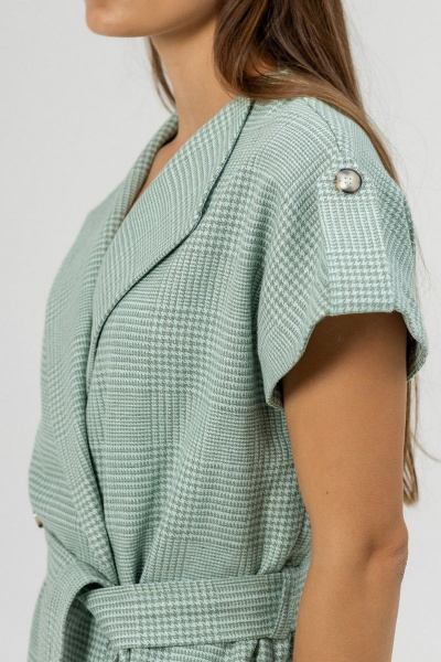 Жилет из костюмного льна с поясом Atelero 1093 бирюзовый - фото 5