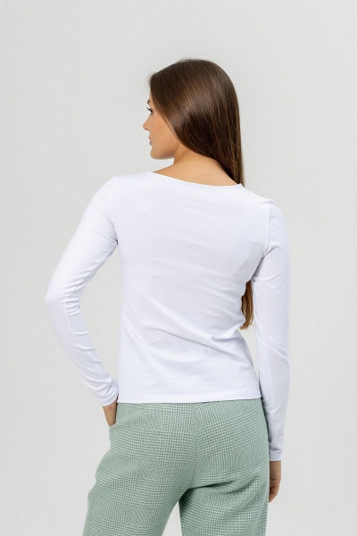 Демисезонный лонгслив из хлопкового трикотажа Atelero 1095 белый - фото 4