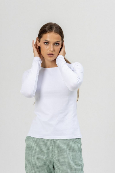 Демисезонный лонгслив из хлопкового трикотажа Atelero 1095 белый - фото 3