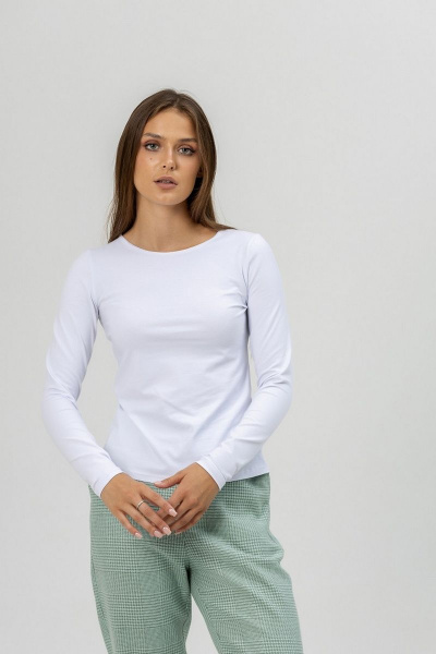 Демисезонный лонгслив из хлопкового трикотажа Atelero 1095 белый - фото 2