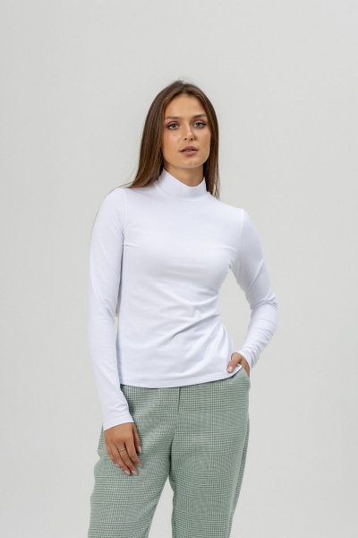 Водолазка из хлопкового трикотажа с небольшим воротником Atelero 1096 белый - фото 1