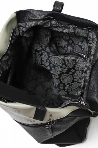 Классическая сумка из экокожи с карманами Galanteya 43022.23с870к45 черный/оливк - фото 5