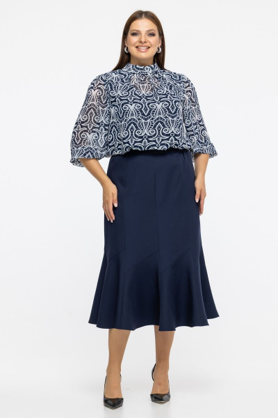 Юбка черного цвета в стиле деловой или повседневной одежды Avila 0977 синий - фото 8