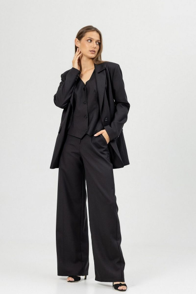 Черный жакет прямого силуэта с застежкой на одну пуговицу Atelero 1005Ш черный - фото 3