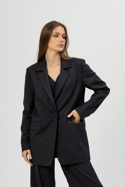 Черный жакет прямого силуэта с застежкой на одну пуговицу Atelero 1005Ш черный - фото 1