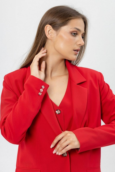 Красный жакет прямого силуэта с одним пуговичным застежкой Atelero 1005 красный - фото 4