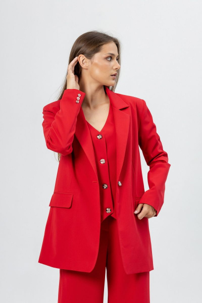 Красный жакет прямого силуэта с одним пуговичным застежкой Atelero 1005 красный - фото 1
