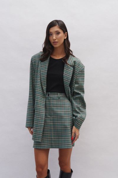 Зеленая юбка с геометрическим принтом и полуприлегающим силуэтом ANNETE A474 - фото 3