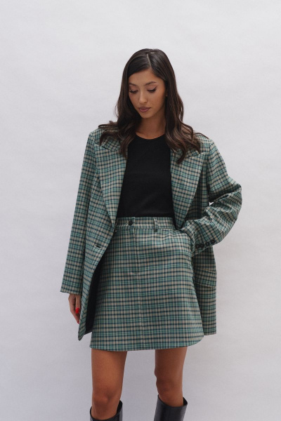 Зеленая юбка с геометрическим принтом и полуприлегающим силуэтом ANNETE A474 - фото 1