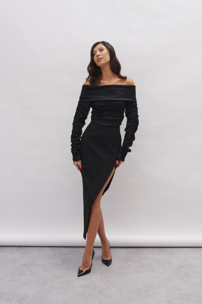 Джемпер из струящегося полотна с контрастным принтом ANNETE A796 - фото 1