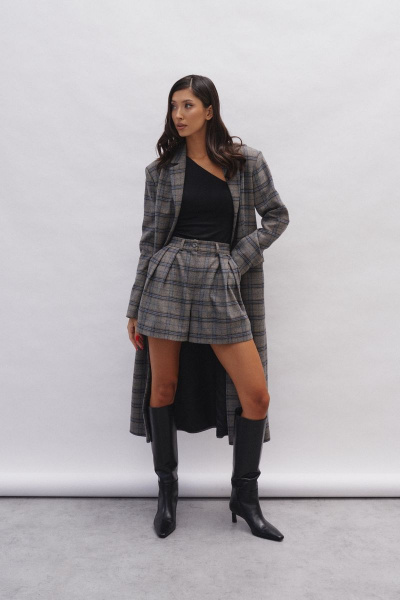 Демисезонный удлиненный жакет с геометричным принтом ANNETE A5195 - фото 1