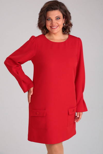 платье А-силуэт из плотного тканого полотна с рукавами Mubliz 101 красный - фото 9