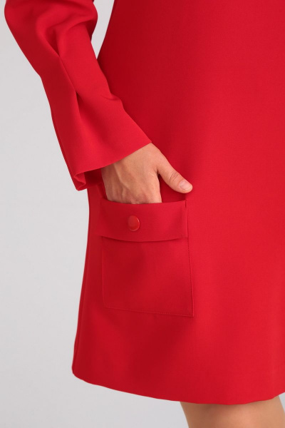 платье А-силуэт из плотного тканого полотна с рукавами Mubliz 101 красный - фото 7