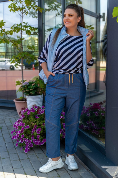 Жилет демисезонный с застёжкой на тесьму-молнию Andina 1013 голубой - фото 12