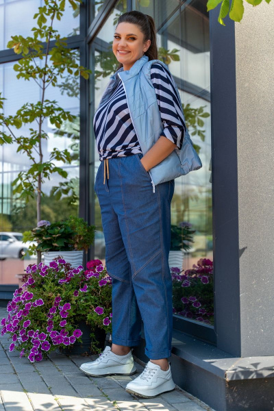 Жилет демисезонный с застёжкой на тесьму-молнию Andina 1013 голубой - фото 11