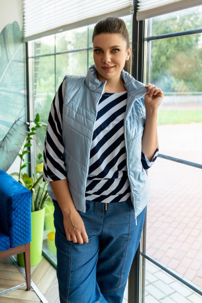 Жилет демисезонный с застёжкой на тесьму-молнию Andina 1013 голубой - фото 1