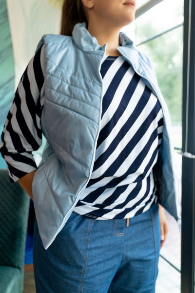 Жилет демисезонный с застёжкой на тесьму-молнию Andina 1013 голубой - фото 9